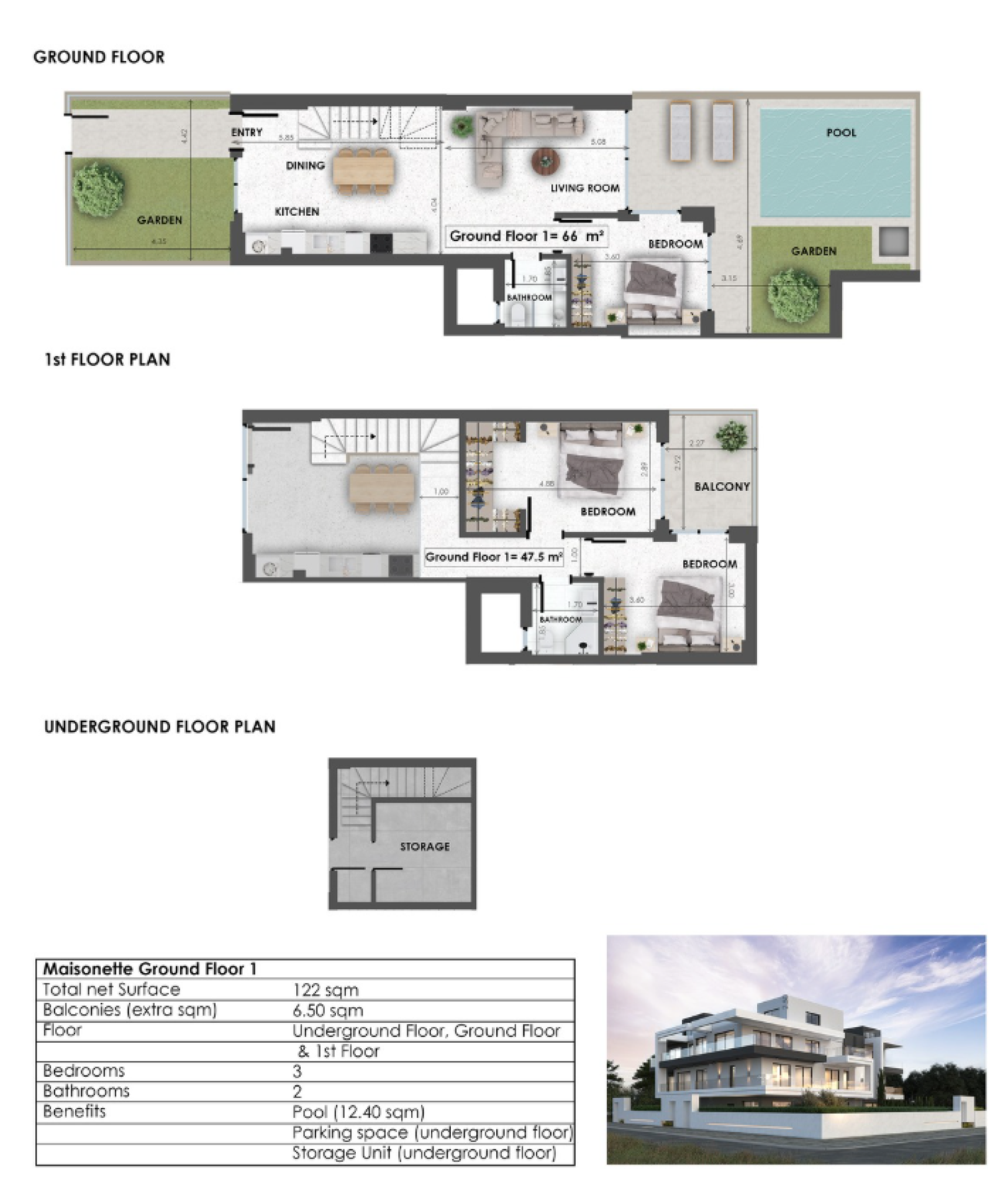 3 Bedroom Maisonette with Garden & Private Pool — 1