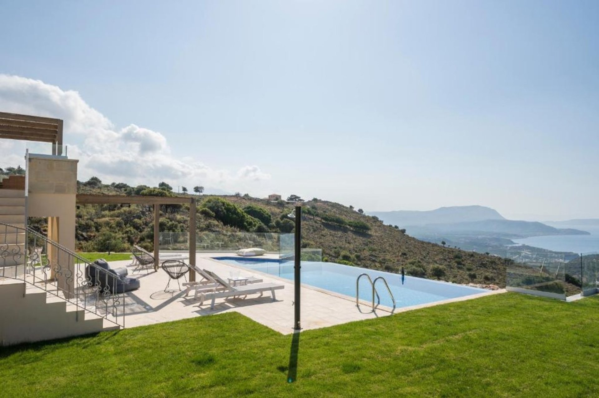 Renovated Stone Villa in Drapanos | Infinity Pool, Sea Views & Income Apartment — 1